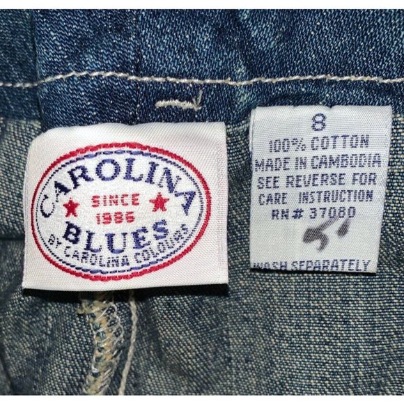 VTG Carolina Blues Sz 8 Denim Skort Skirt 90’s Y2K Bareback Zip Fly Cotton EUC - Picture 7 of 8